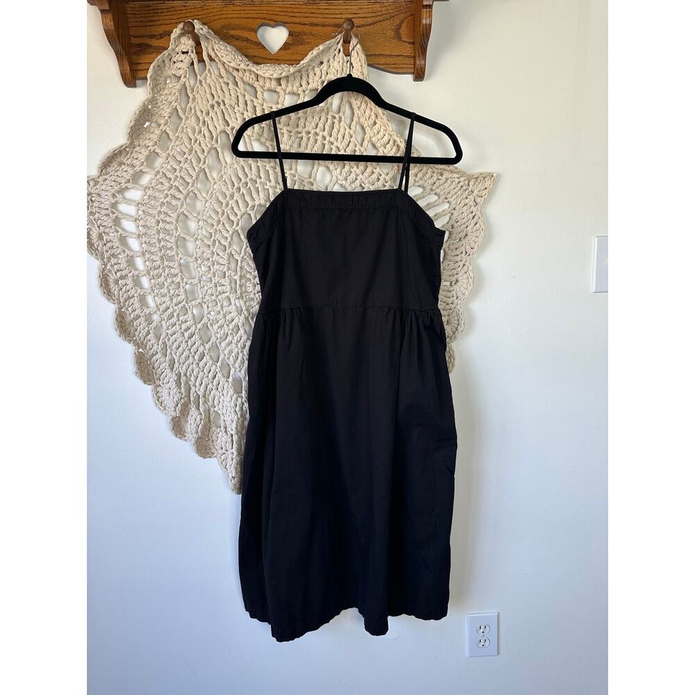 Ali Golden Square Neck Pima Cotton Midi Dress In Black Size Medium